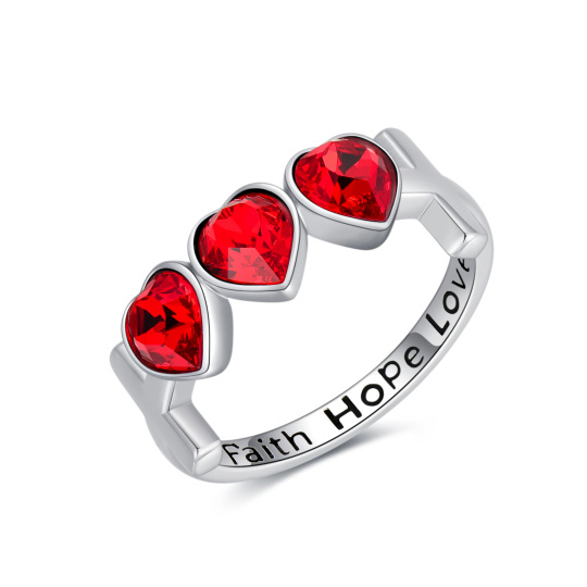925 Sterling Silver Faith Hope Love Cross Heart Ring for Women Girls