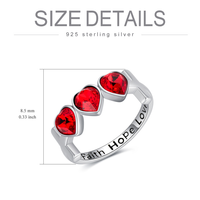 Sterling Silber Herz geformt Cubic Zirkonia Kreuz & Herz Ring mit eingraviertem Wort-5