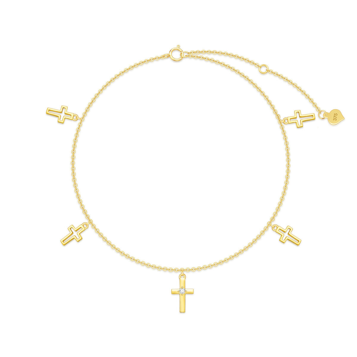 9K Gold Cross Single Layer Anklet-1