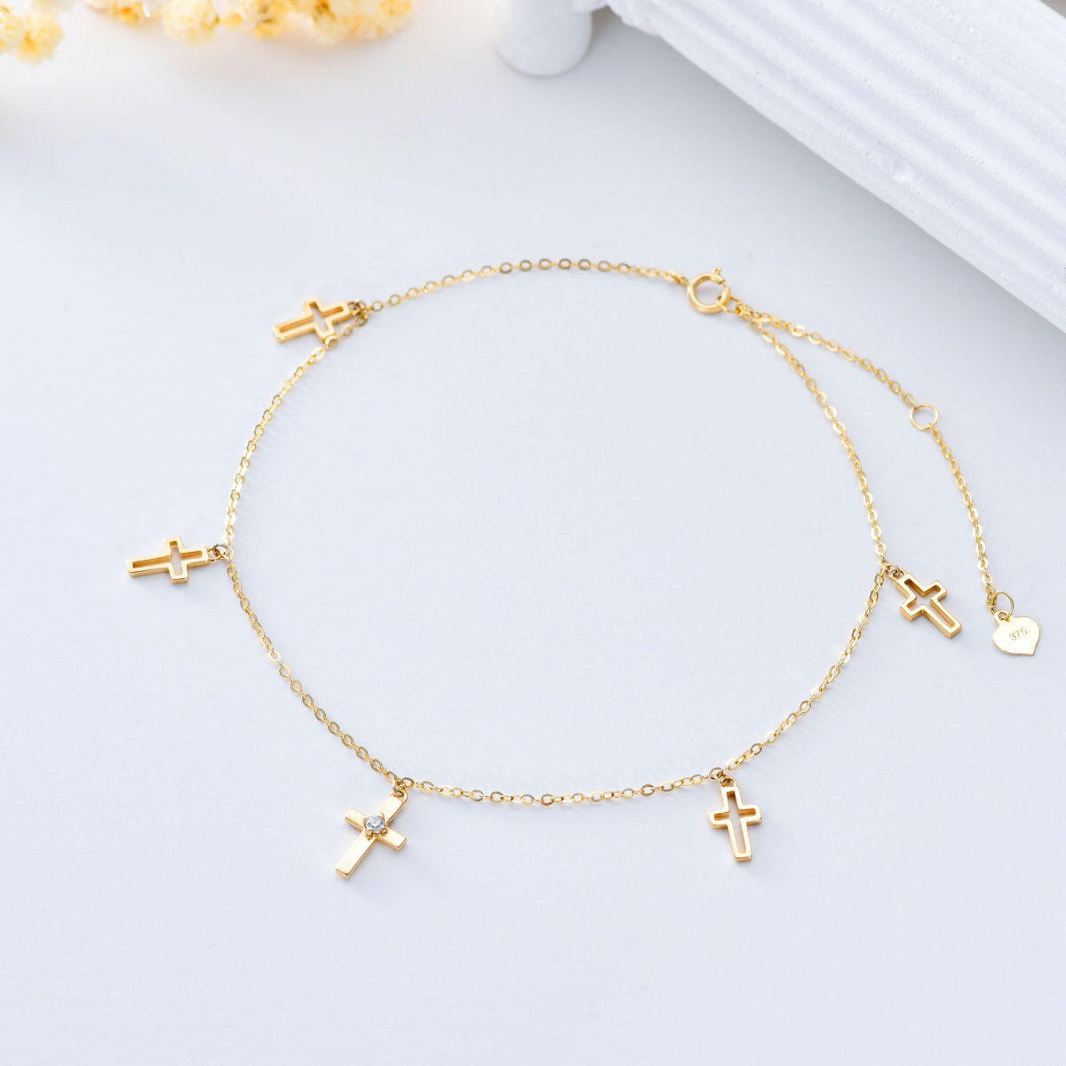 9K Gold Cross Single Layer Anklet-3