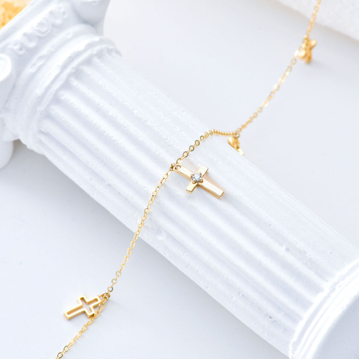 9K Gold Cross Single Layer Anklet-4