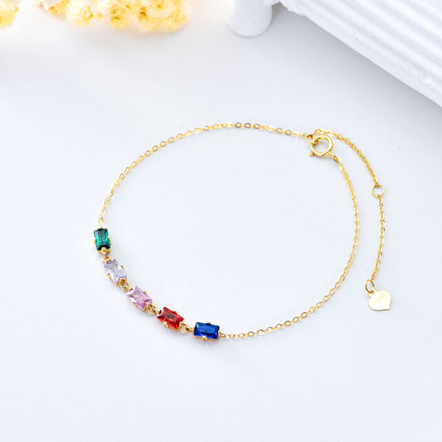 Pulsera Colgante Círculo Zirconia Oro 14K-2