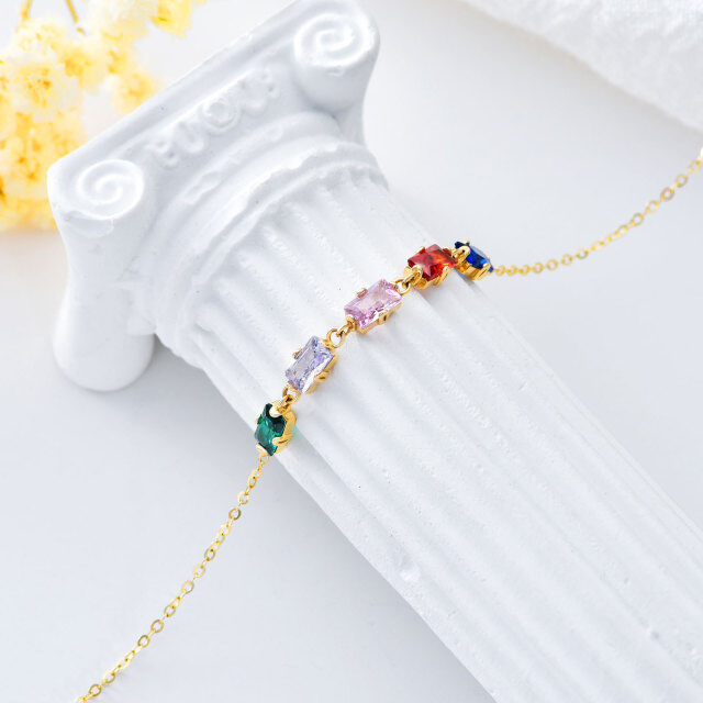 Pulsera Colgante Círculo Zirconia Oro 14K-3