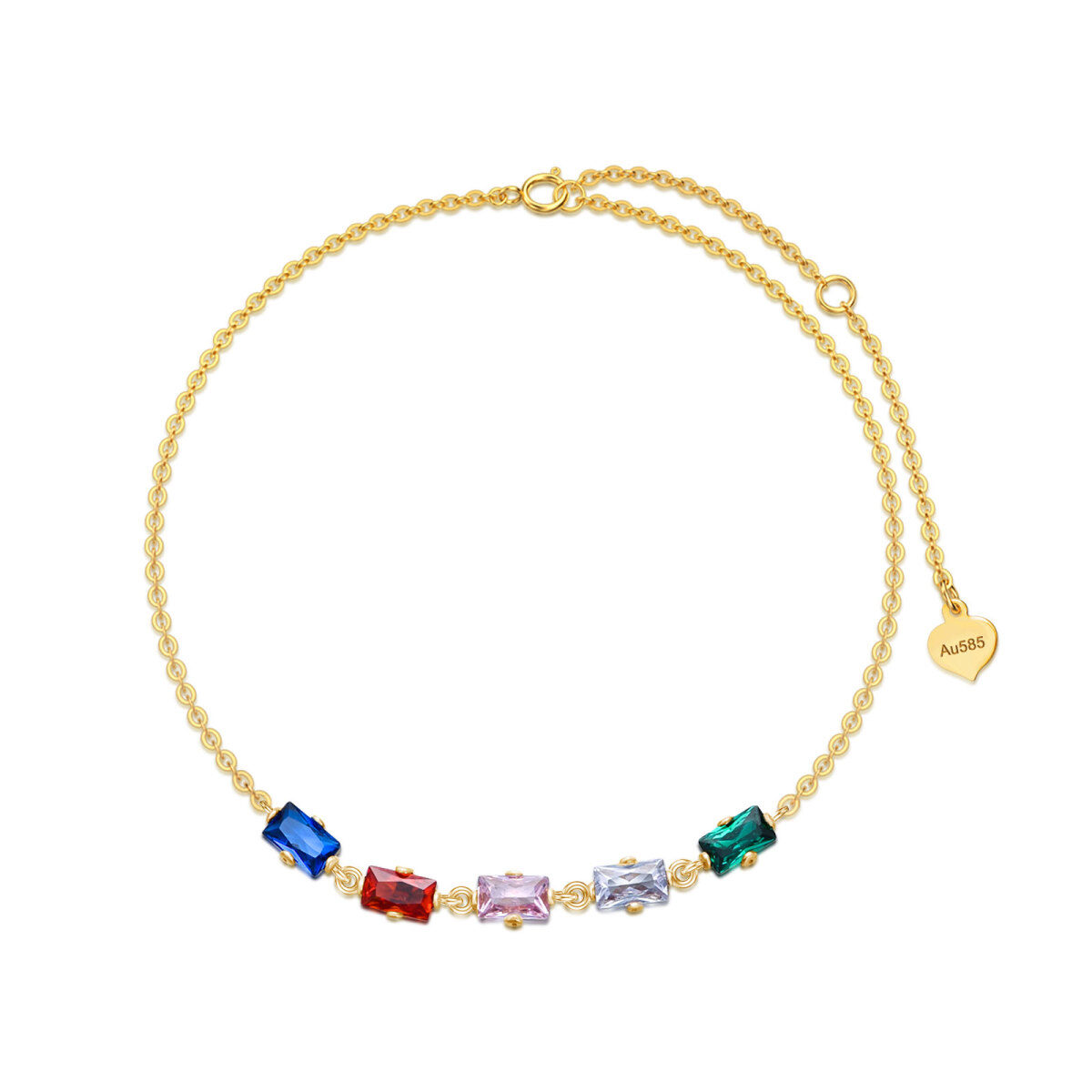 Pulsera Colgante Círculo Zirconia Oro 14K-1