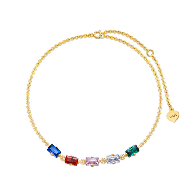 Pulsera Colgante Círculo Zirconia Oro 14K-0