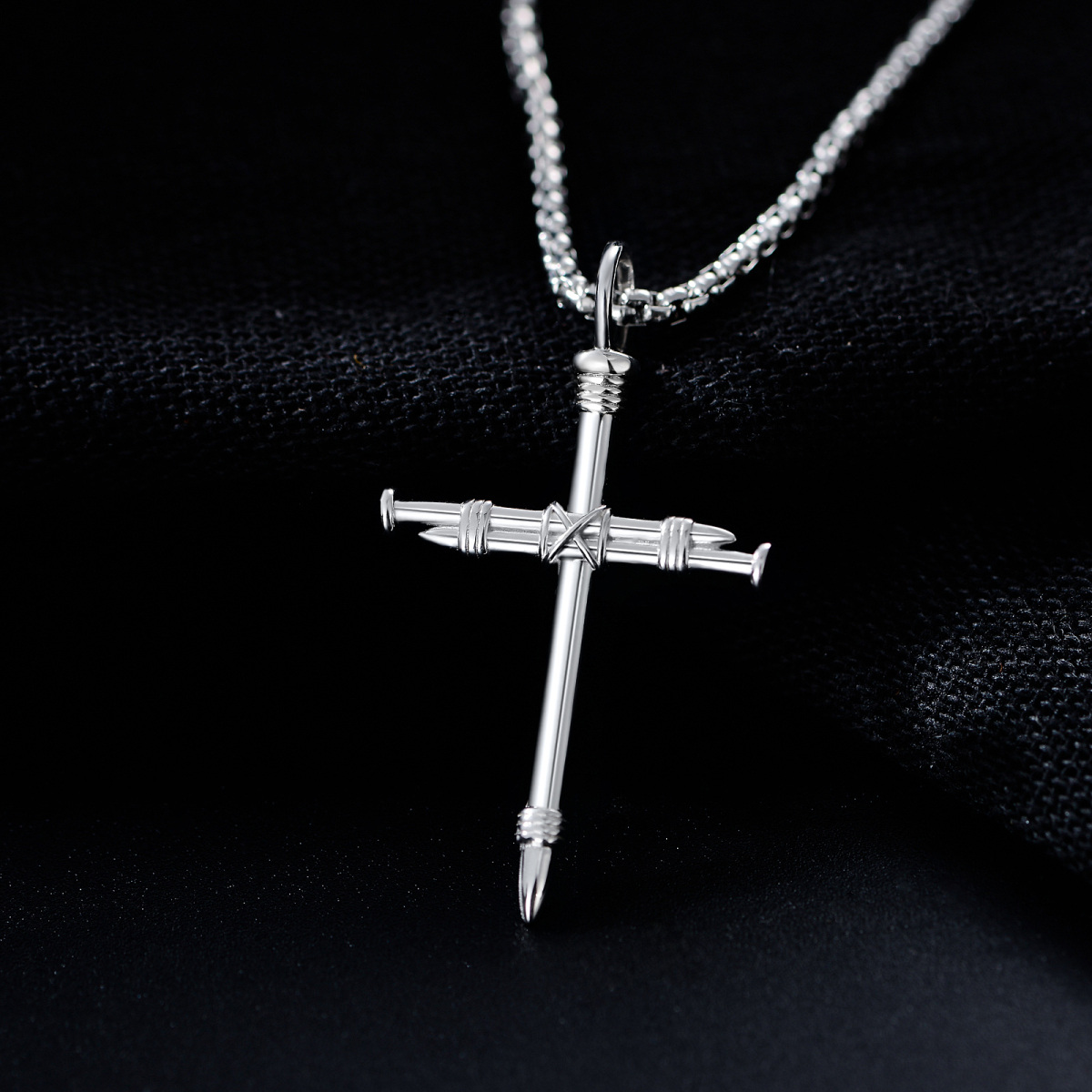 Sterling Silver Cross Pendant Necklace for Men-3