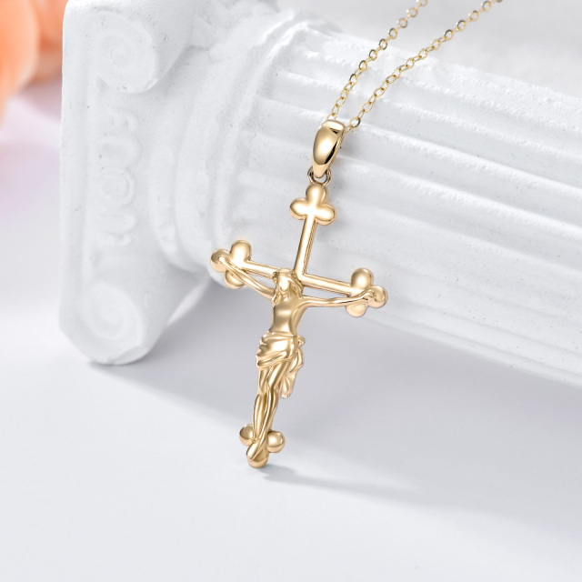 14K Gold Cross Pendant Necklace-3