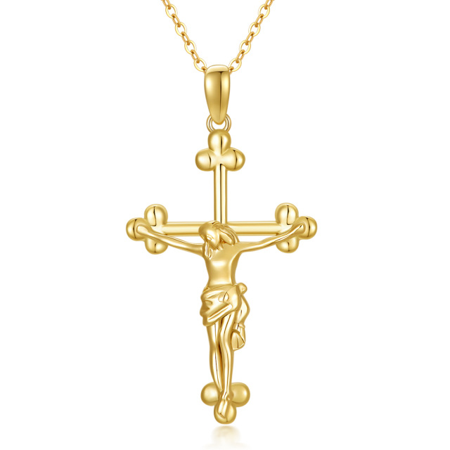 Collier à pendentif croix en or 14K-0