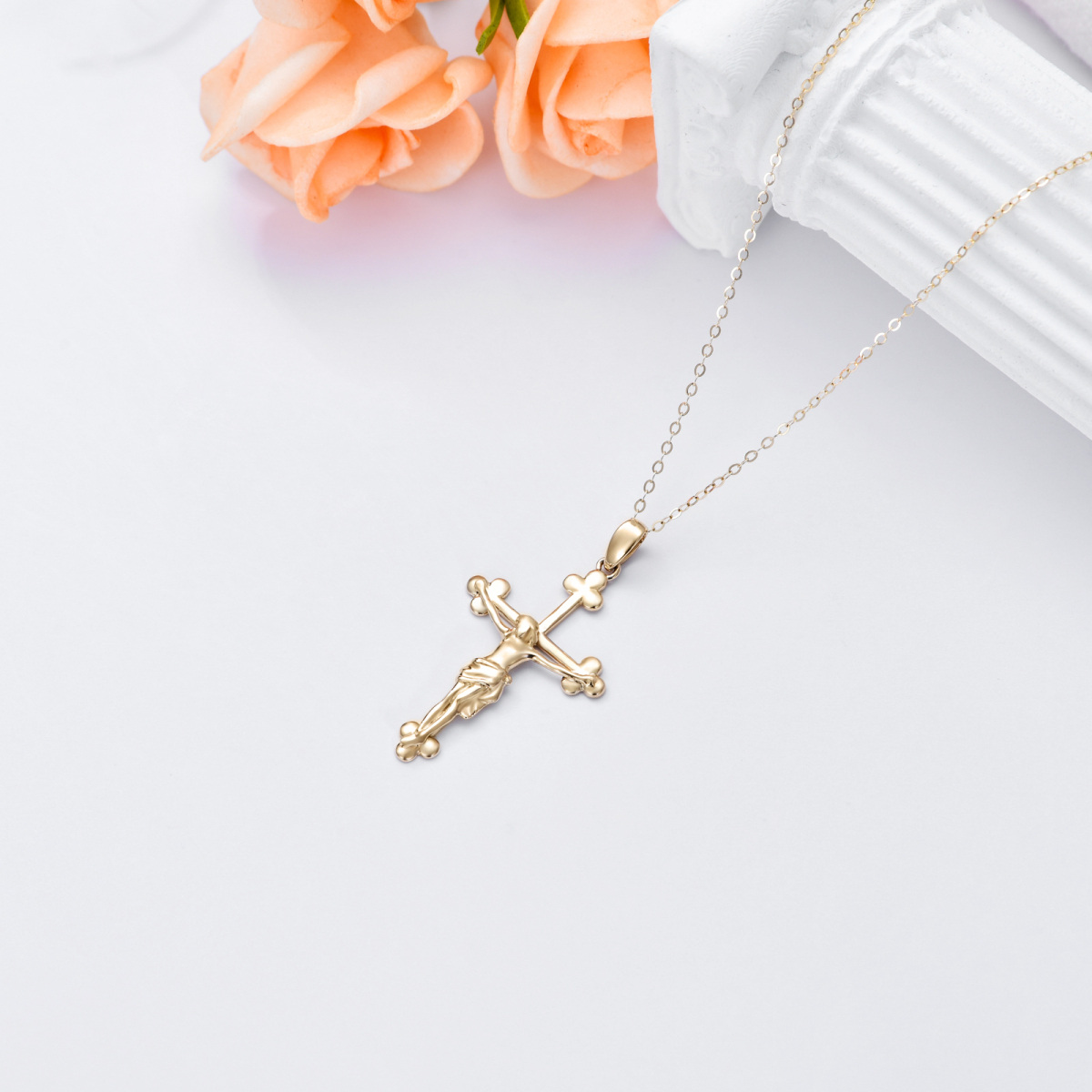 14K Gold Cross Pendant Necklace-4