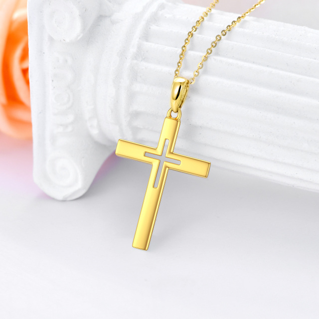 Collana con ciondolo a forma di croce in oro 9K-3