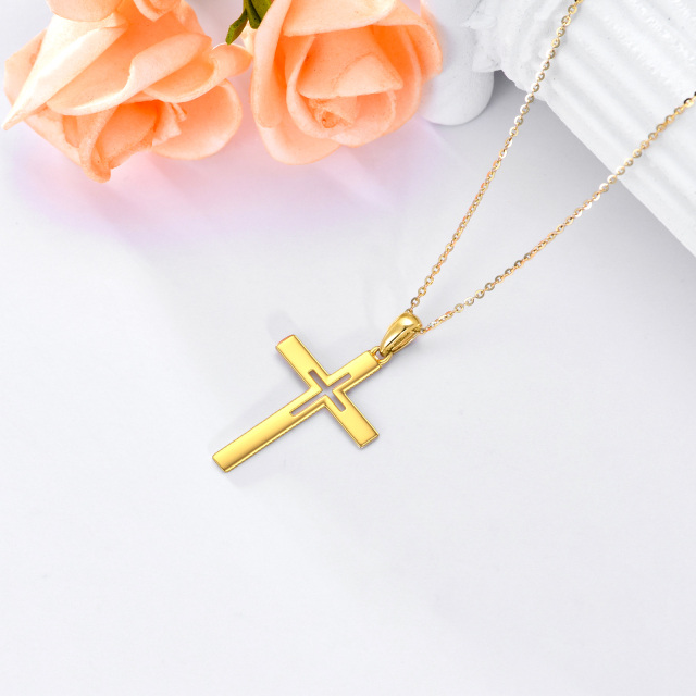 Collana con ciondolo a forma di croce in oro 9K-4