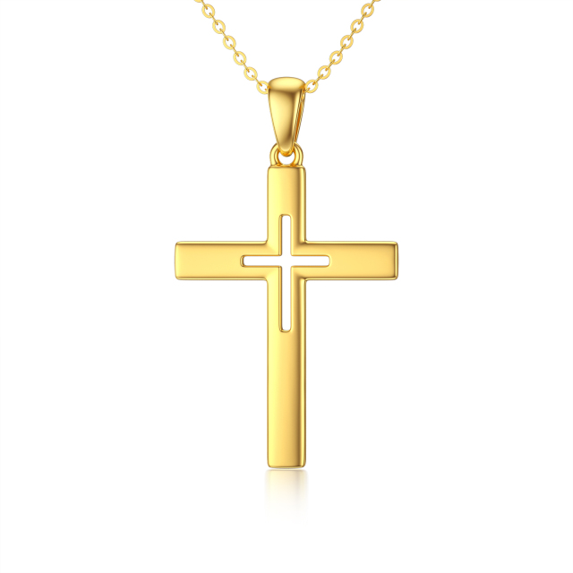 Collana con ciondolo a forma di croce in oro 9K-1