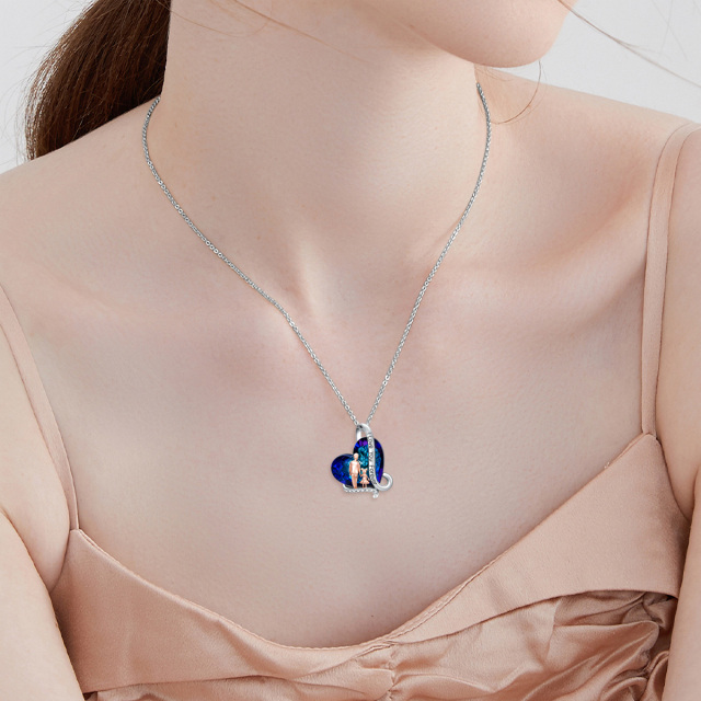 Sterling SilverFather & Daughter Blue Heart Crystal Pendant Necklace Gift for Daughter-2