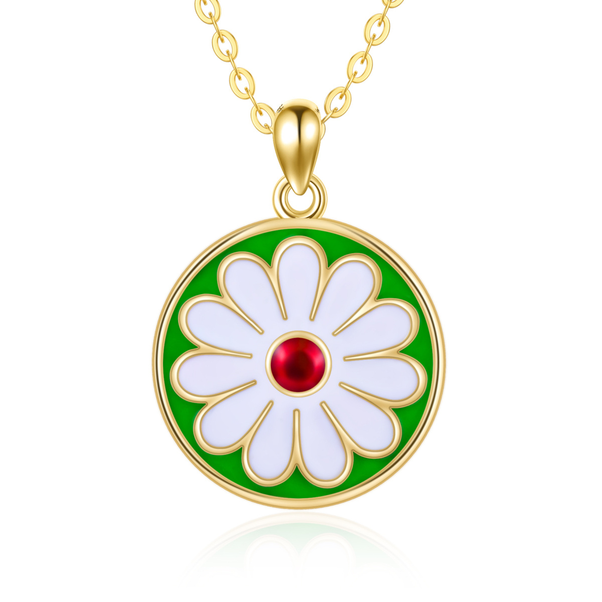 14K Gold Daisy Pendant Necklace-1