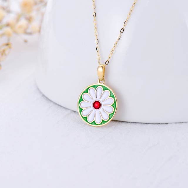 14K Gold Daisy Pendant Necklace-3