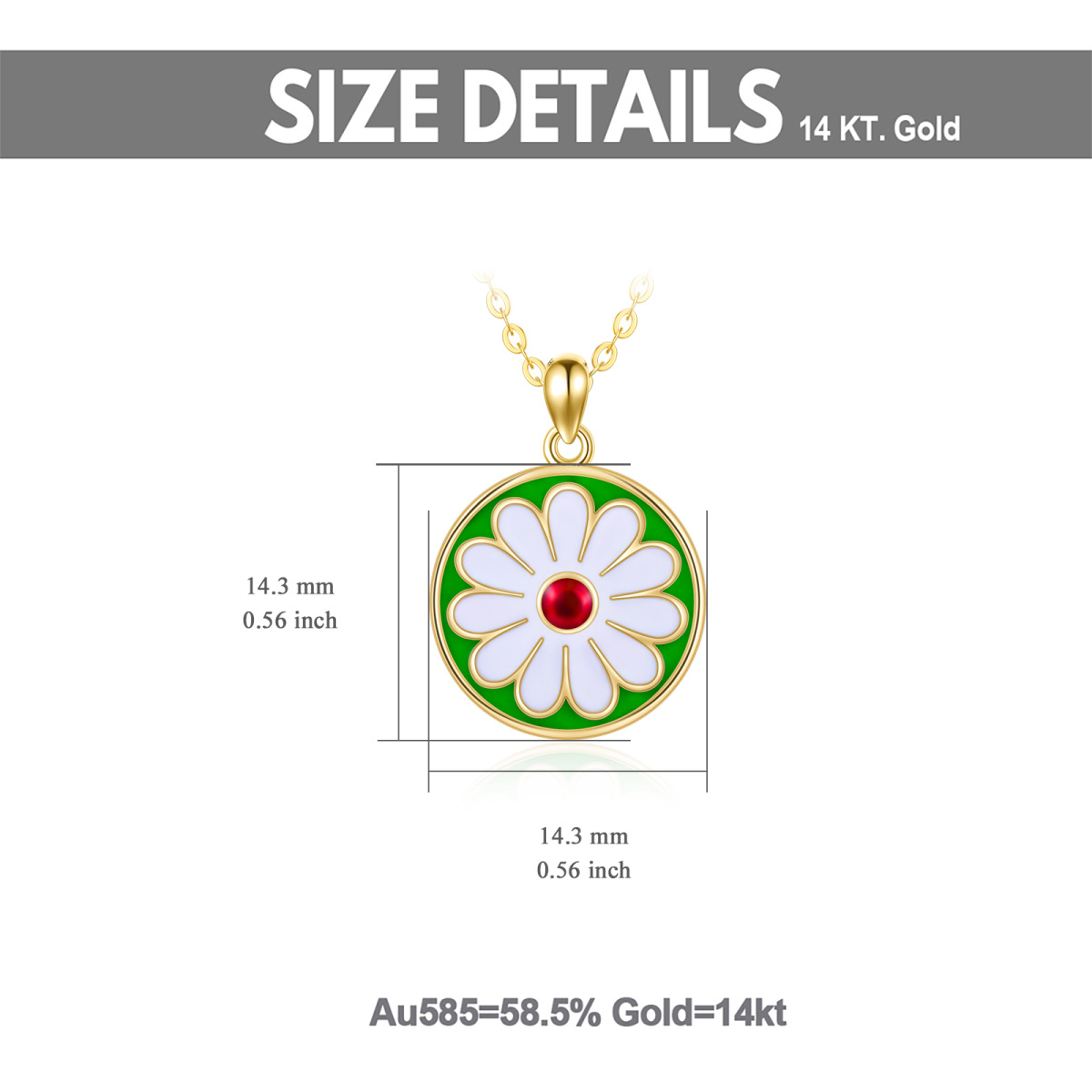 14K Gold Daisy Pendant Necklace-5