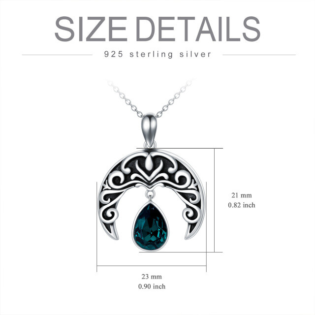 Sterling Silver Crystal Filament & Moon Pendant Necklace-4