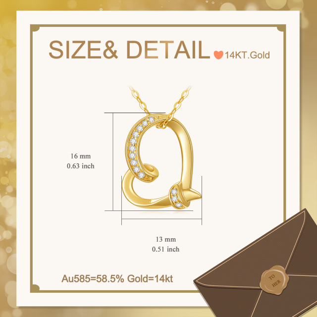 14K Gold Moissanite Heart Pendant Necklace-5