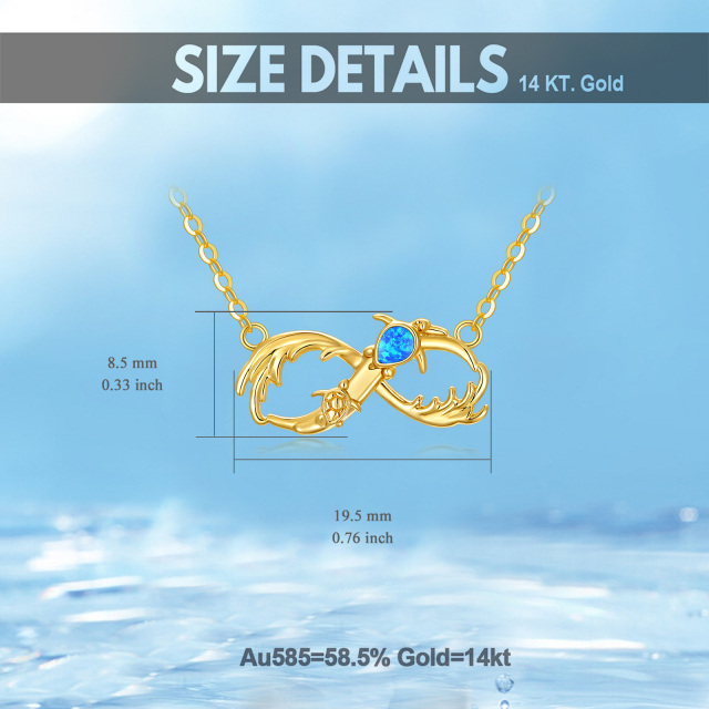 14K Gold Pear Shaped Opal Tortoise & Spray Pendant Necklace-4