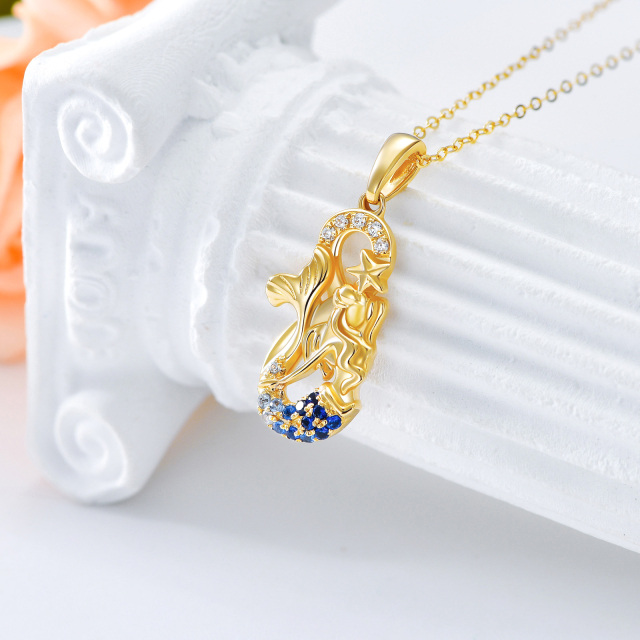 14K Gold Cubic Zirconia Mermaid Pendant Necklace-2