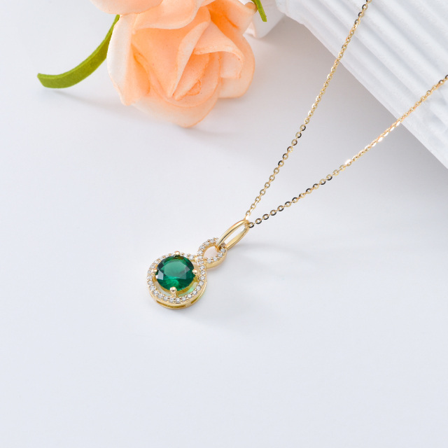 9K Gold Cubic Zirconia Personalized Birthstone Pendant Necklace-4