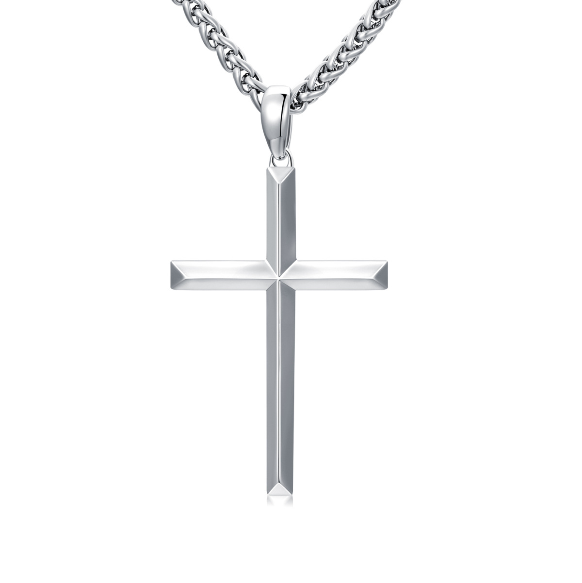 Collier en argent sterling avec pendentif croix angulaire pour hommes-1