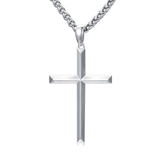 Collana con ciondolo a croce angolare in argento sterling per uomo