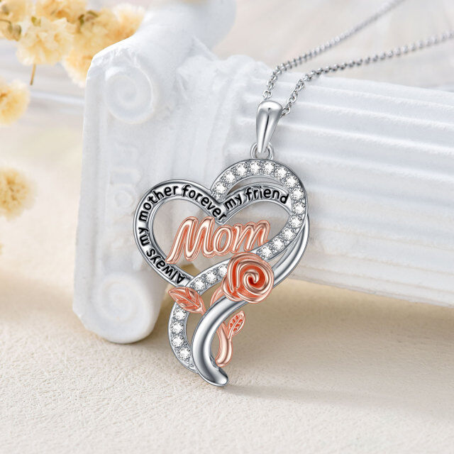 Sterling Silver Mother Pendant Necklace with Engraved Word-2