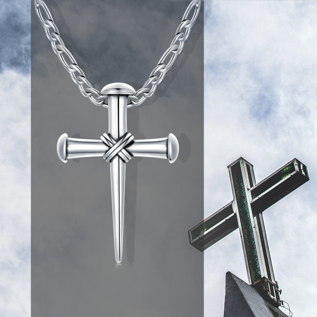 Sterling Silver Cross Pendant Necklace for Men-5