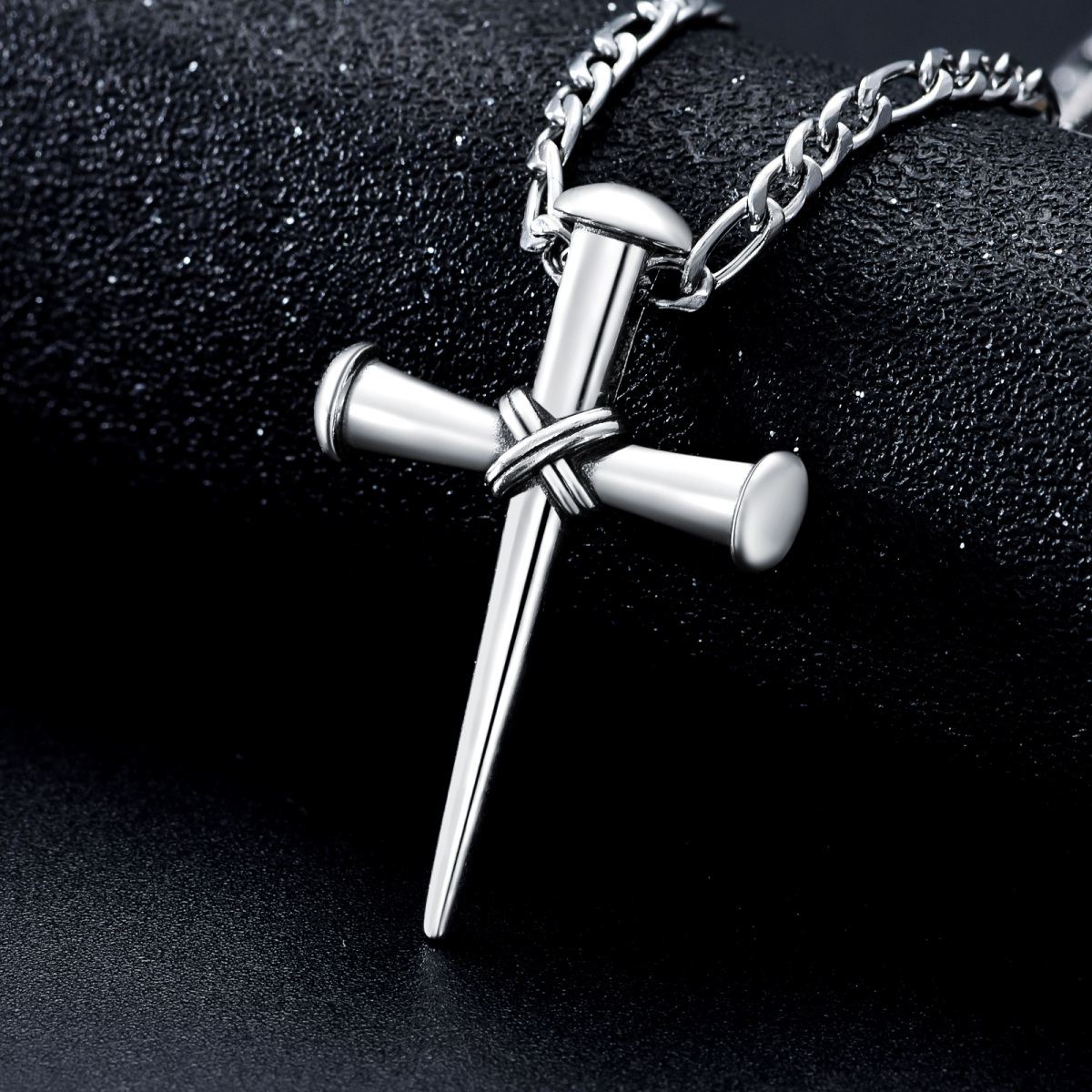 Sterling Silver Cross Pendant Necklace for Men-3