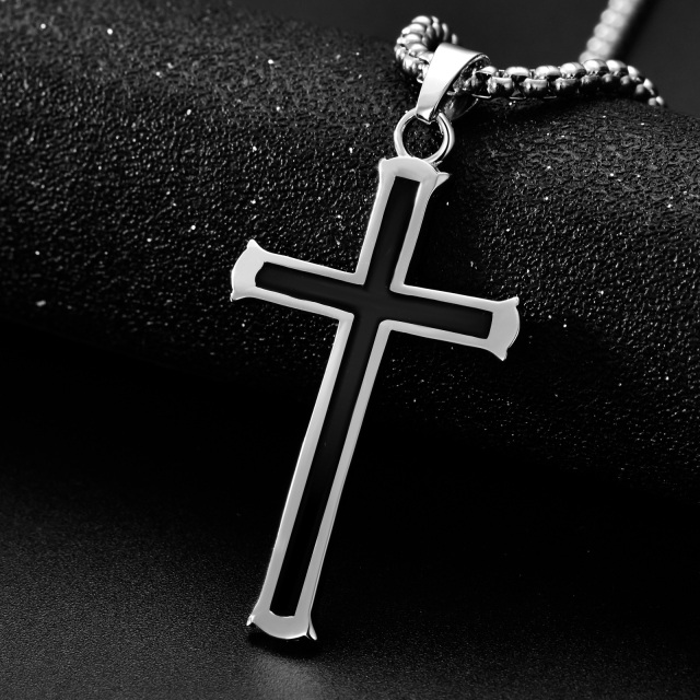 Collier pendentif croix en argent sterling pour hommes-4