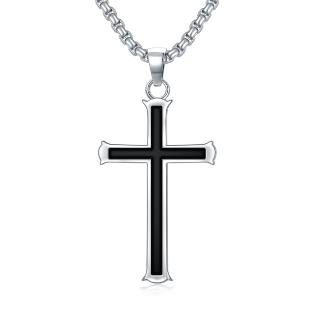 Sterling Silver Cross Pendant Necklace for Men-1