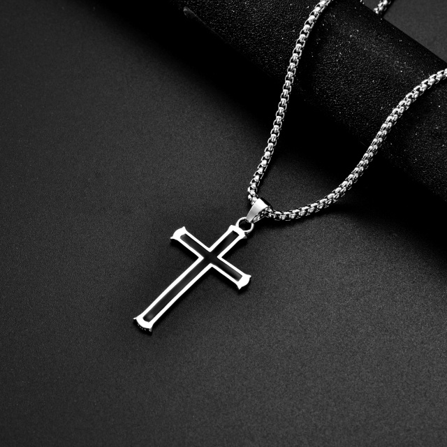 Sterling Silver Cross Pendant Necklace for Men-5