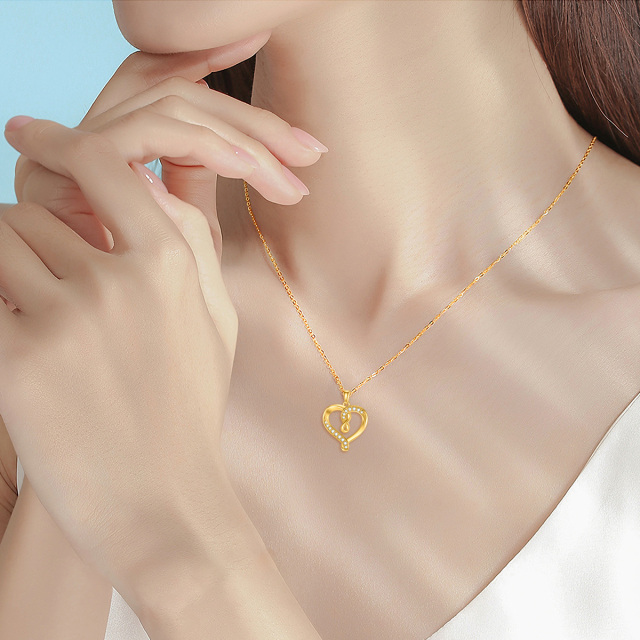 14K Gold Moissanit Herz & Unendlichkeit Symbol Anhänger Halskette-1