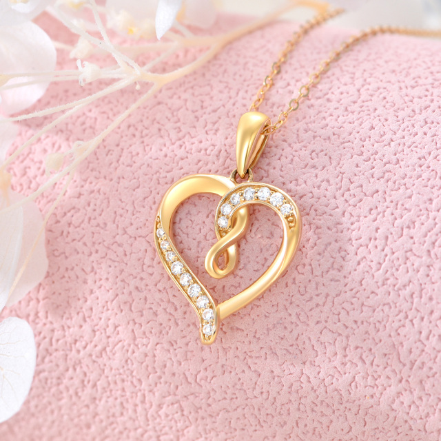 14K Gold Moissanite Heart & Infinity Symbol Pendant Necklace-2