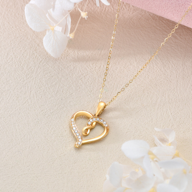 14K Gold Moissanite Heart & Infinity Symbol Pendant Necklace-3