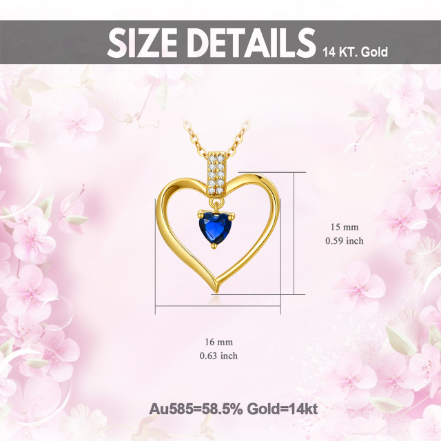 Collana con ciondolo a forma di cuore in oro 14K con zirconia cubica-3