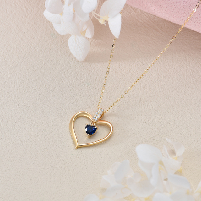 14K Gold Cubic Zirconia Heart Pendant Necklace-5