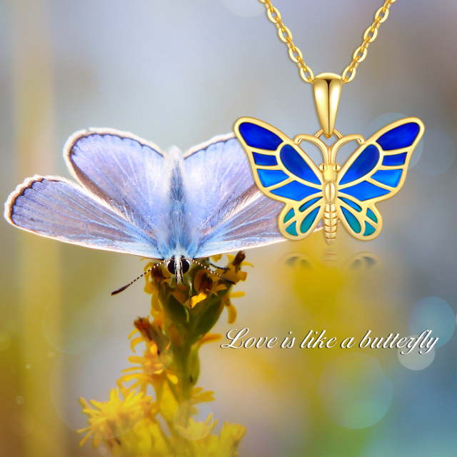 14K Gold Butterfly Pendant Necklace-4