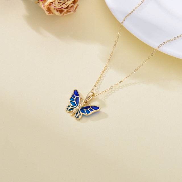 14K Gold Butterfly Pendant Necklace-3