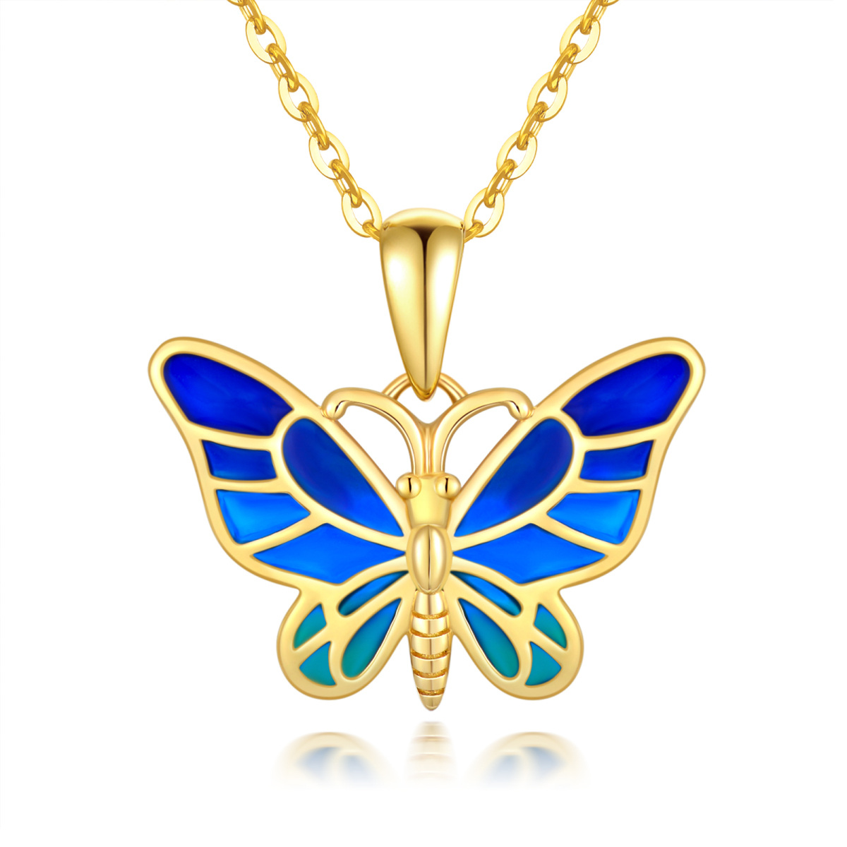 14K Gold Butterfly Pendant Necklace-1