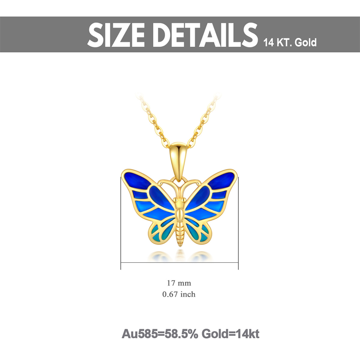 14K Gold Butterfly Pendant Necklace-6