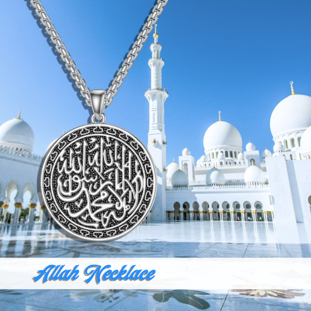 Sterling Silver Allah Pendant Necklace-6