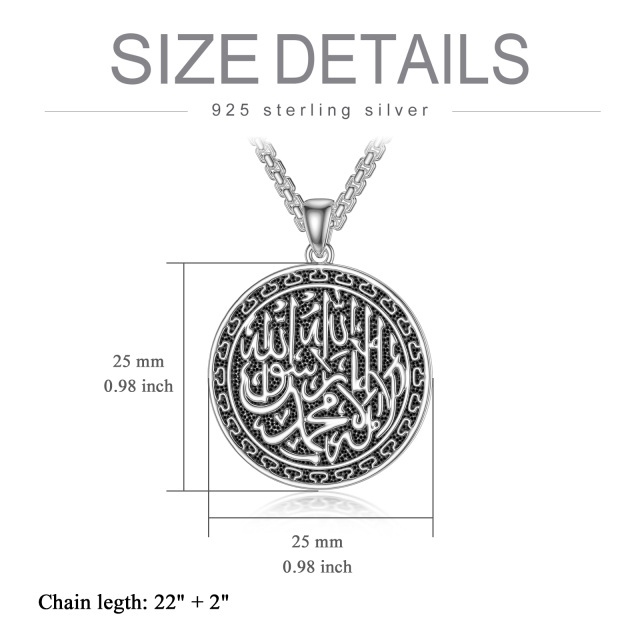 Sterling Silver Allah Pendant Necklace-7