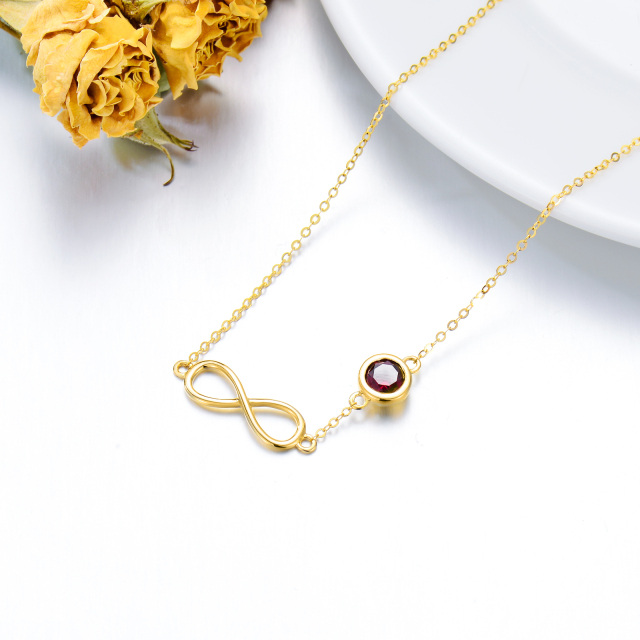 14K Gold Round Zircon Infinite Symbol Pendant Necklace-2