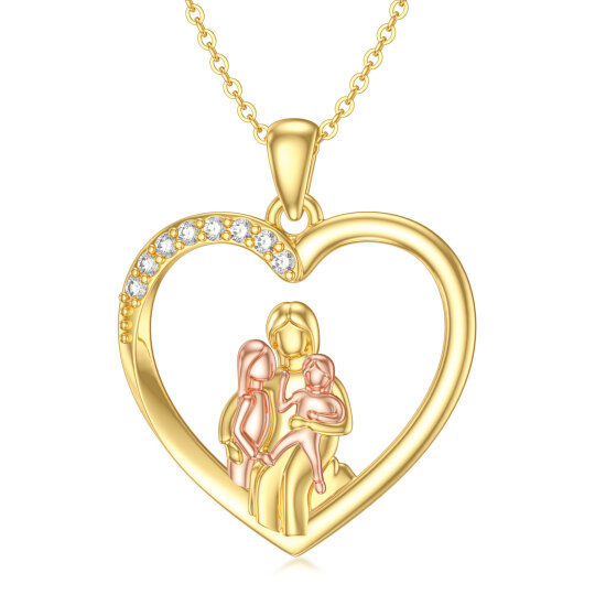 Collier pendentif en or 14 carats pour maman et enfant, bijoux de fête des mères, cadeau pour mère, épouse, grand-mère