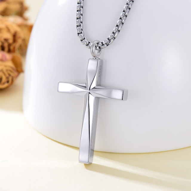 Sterling Silver Cross & Infinity Symbol Urn Necklace for Ashes with Engraved Word-2