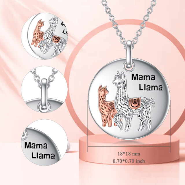 Sterling Silver Two-tone Alpaca Mama Llama Coin Pendant Necklace-2