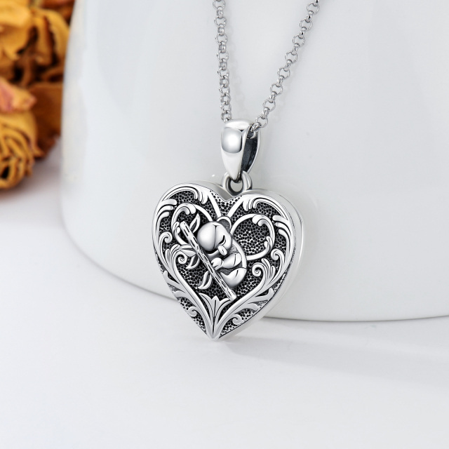 Sterling Silver Koala Heart Personalized Engraving Photo Locket Necklace-3