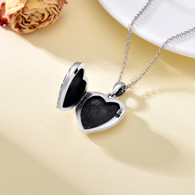 Sterling Silver Hummingbird Heart Personalized Engraving Photo Locket Necklace-4
